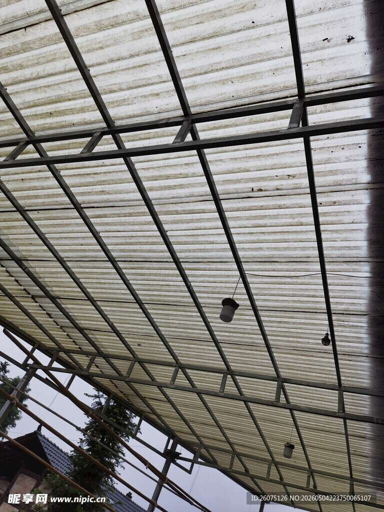 透明采光顶棚内部景象