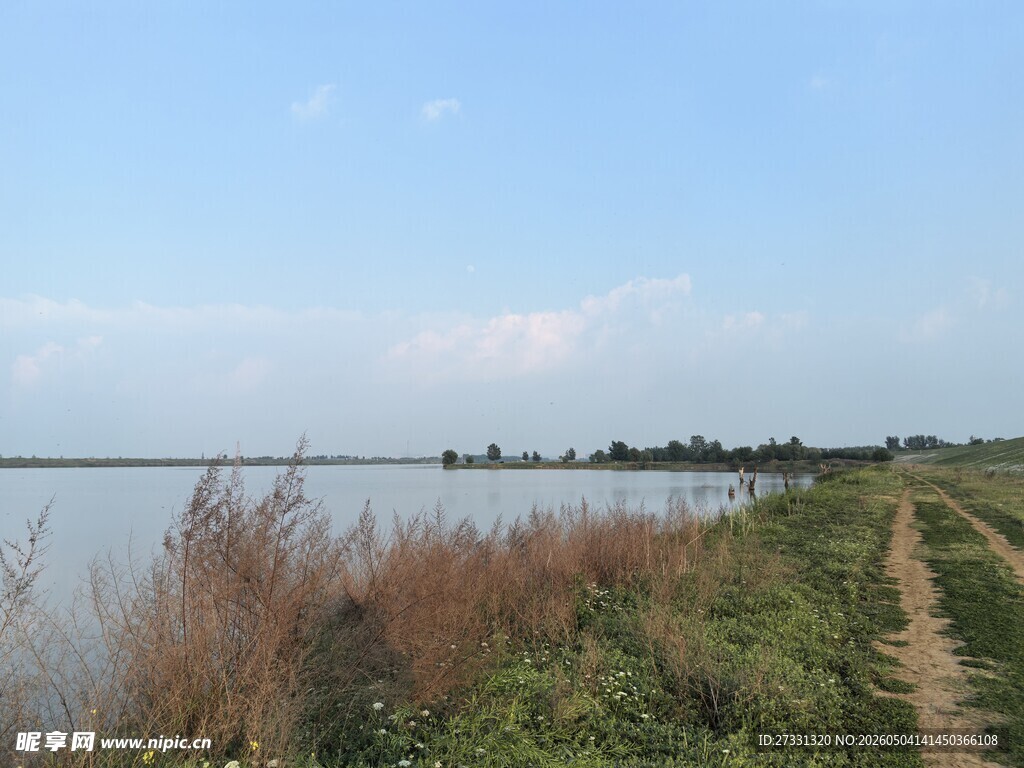 乡间湖畔小路风景