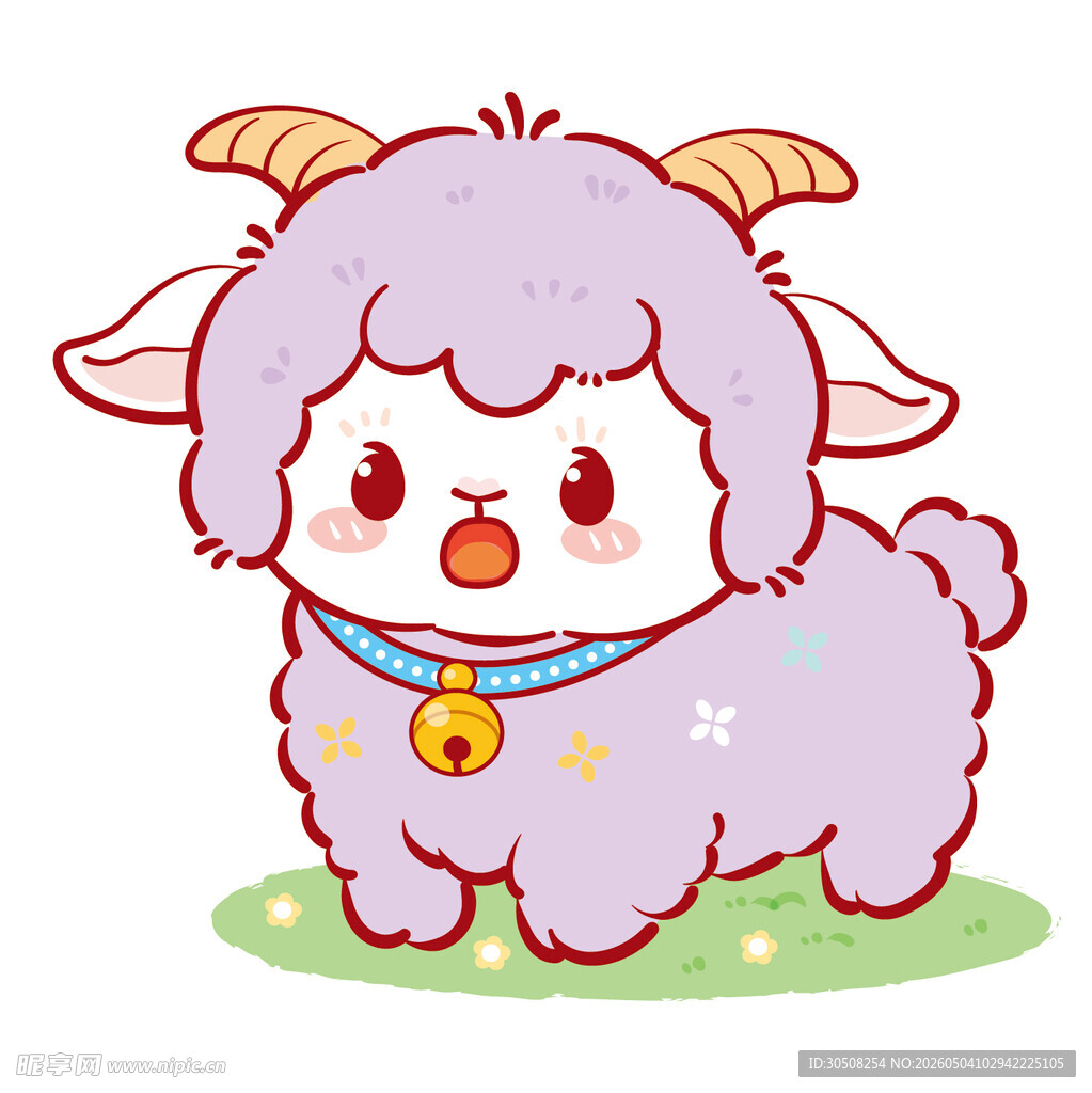 可爱紫色小羊插画