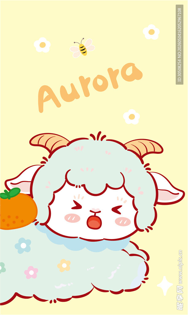 可爱小羊Aurora萌趣插画