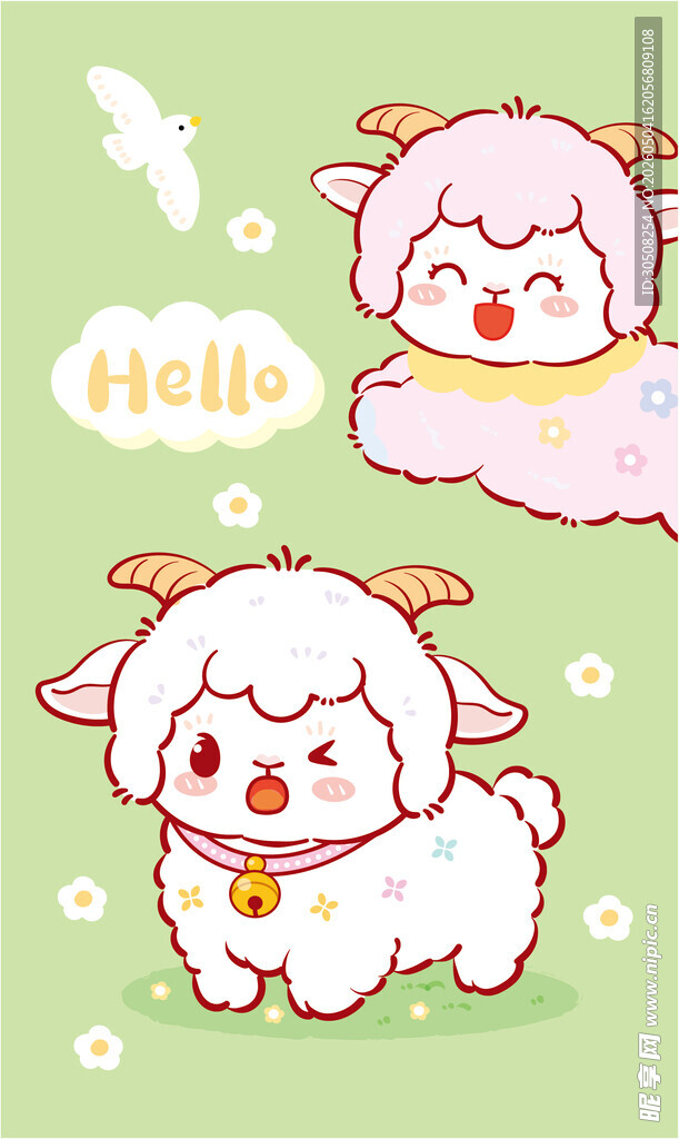 可爱小羊插画萌趣满满