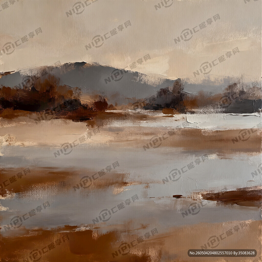 法式浪漫风景抽象油画  灰色