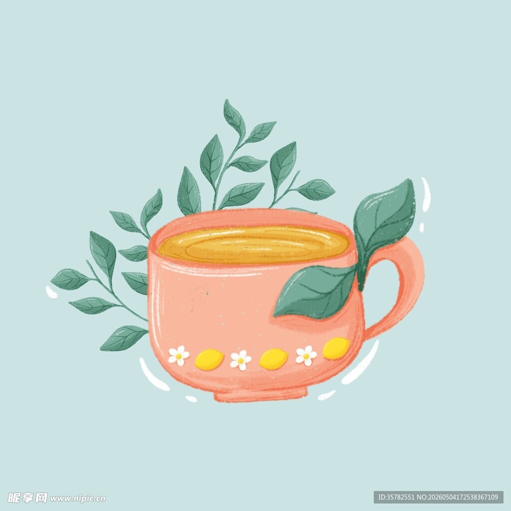 清新茶杯插画