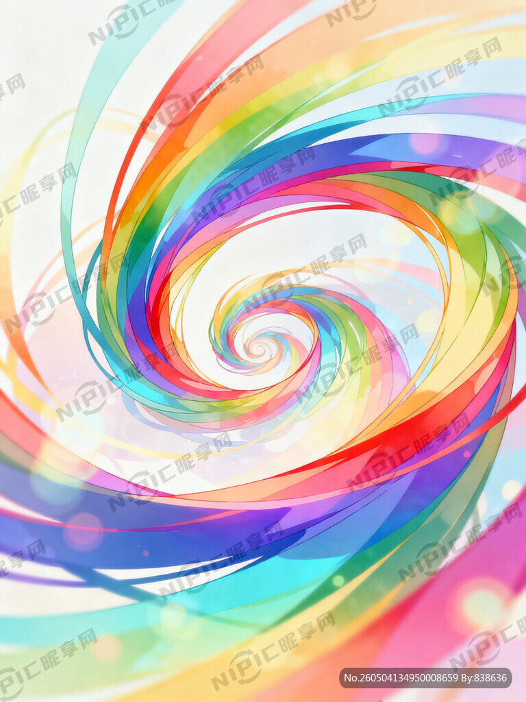 彩色彩虹线条螺旋抽象背景