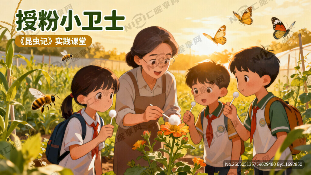 主题为:授粉小卫士。 