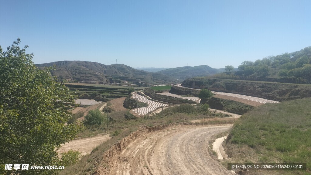 蜿蜒山路旁的自然风光