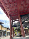 中式红顶廊架建筑景观