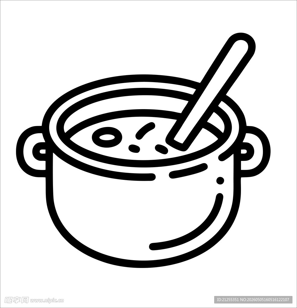 煮锅配勺的简约图案