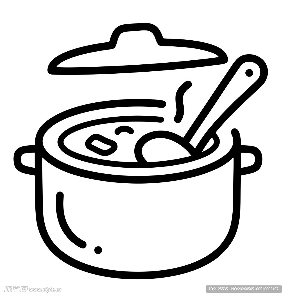 煮食中的锅具图标