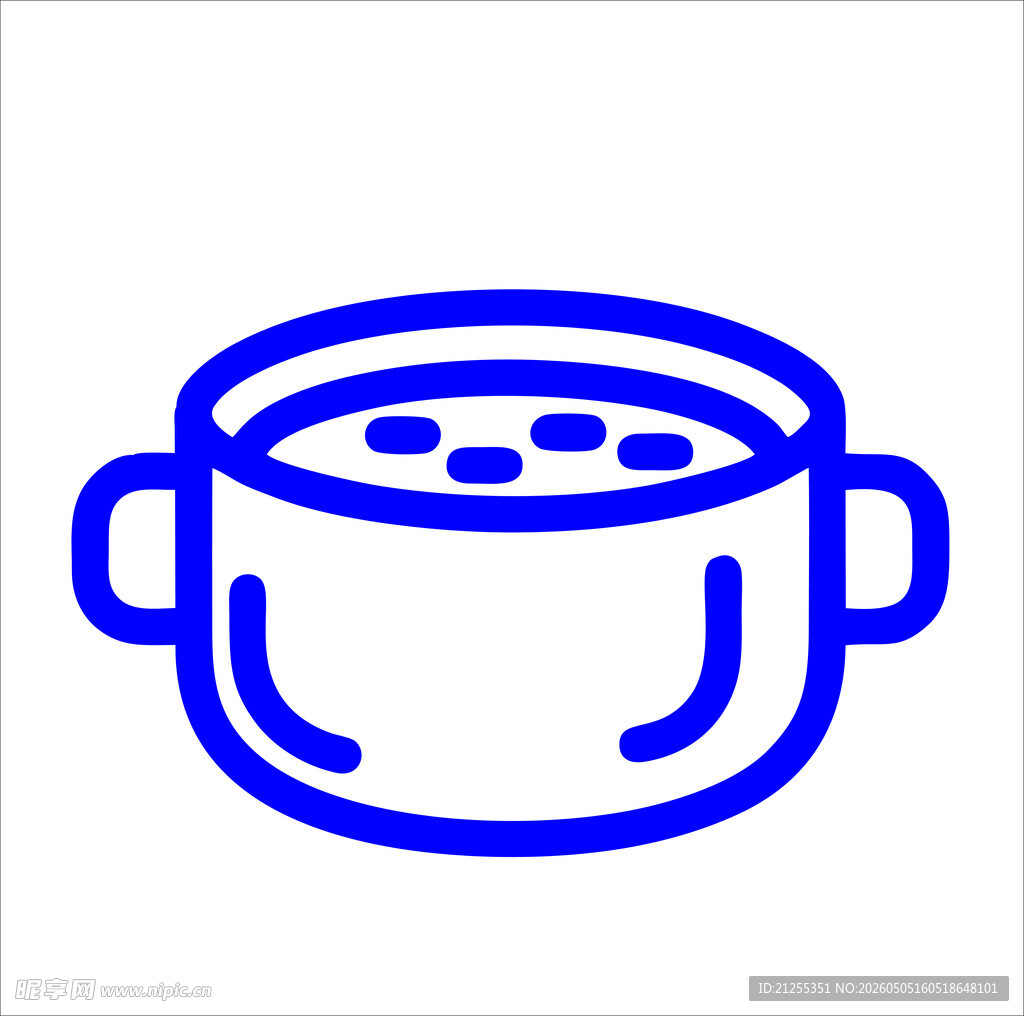 简约蓝色汤锅图标