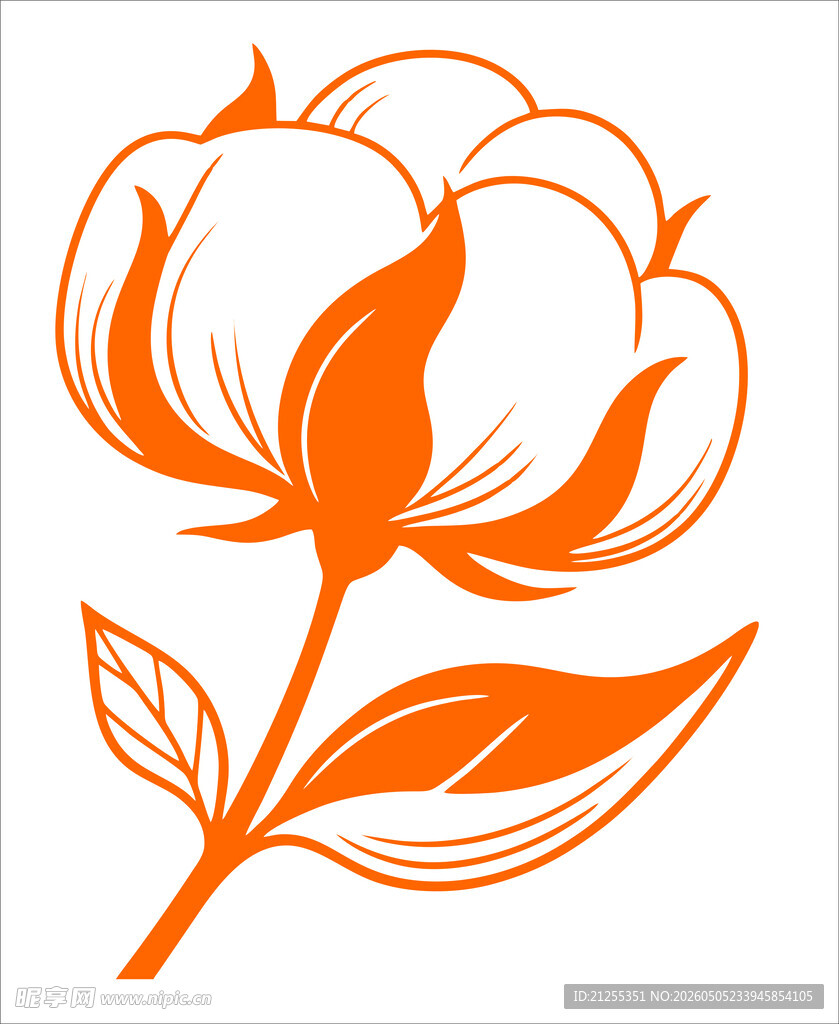 橙色棉花花卉图案