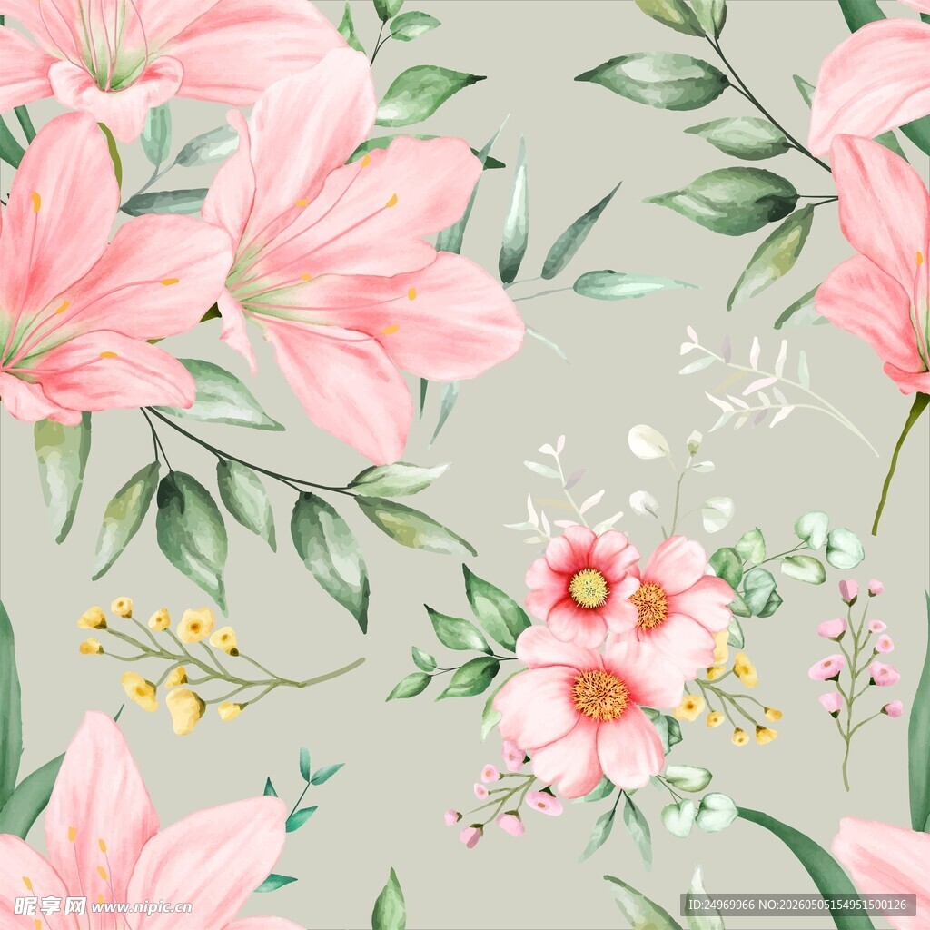 粉色花卉图案背景设计