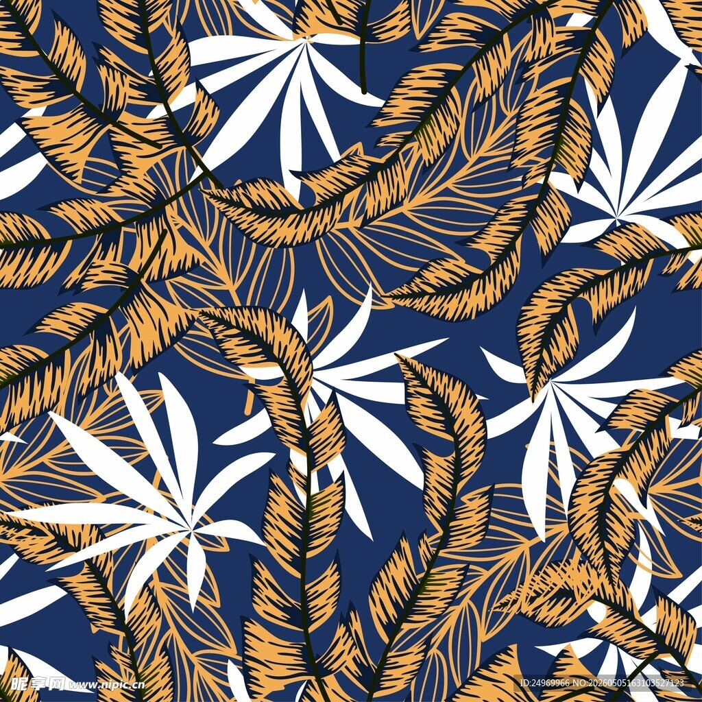 蓝底植物花纹图案