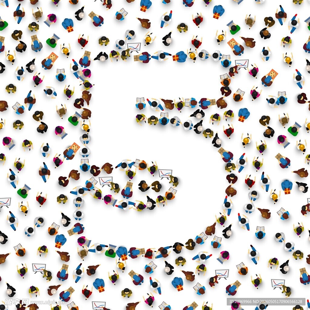五彩宝石组成数字5