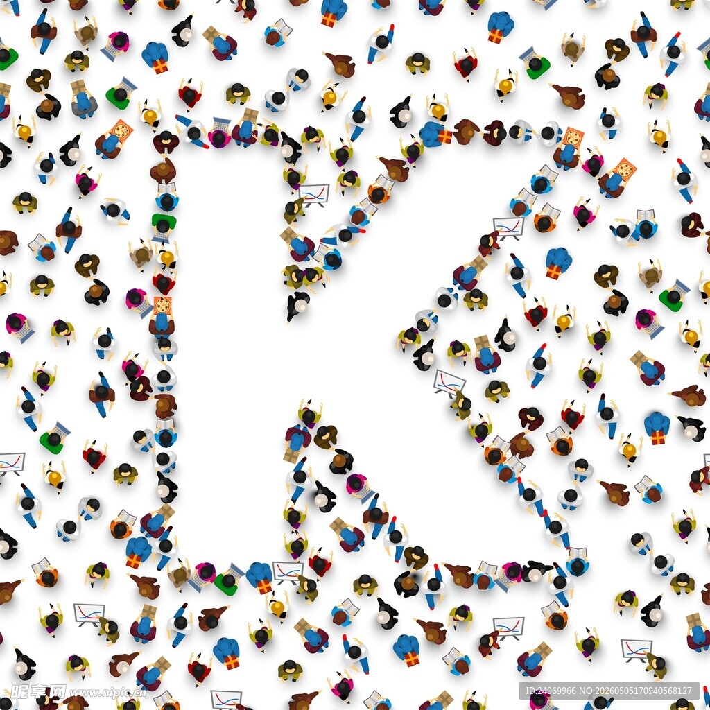 字母K由人群组成画面