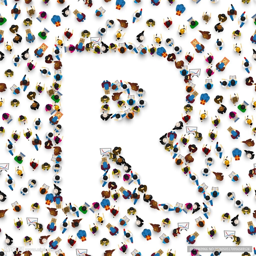 人群组成字母R图案