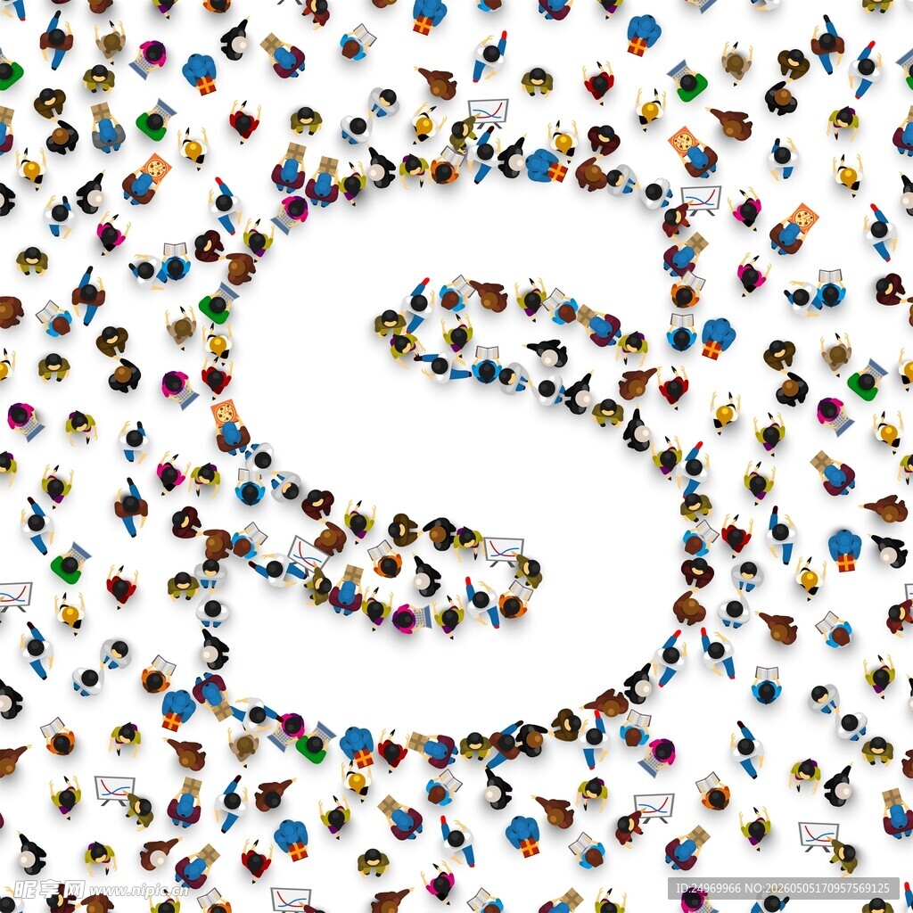 人群组成字母S图案