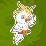 卡通白鹦鹉站在枝头