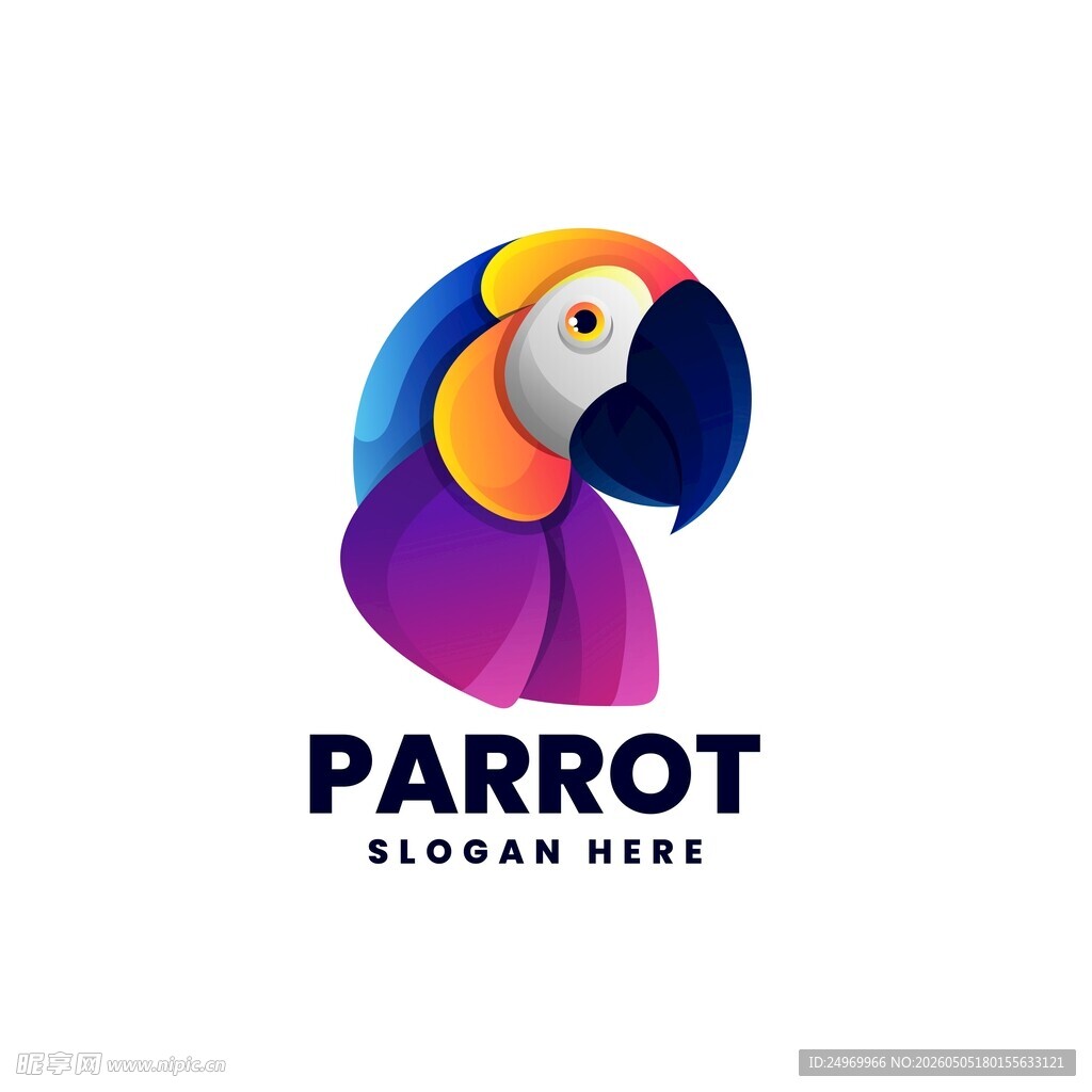 多彩鹦鹉logo设计