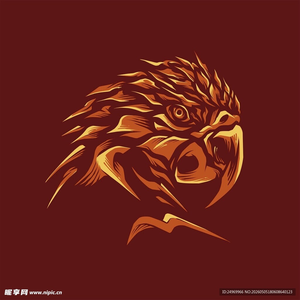 金色鹰头标志设计