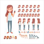 卡通女孩多姿态表情展示