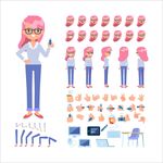 卡通女性角色及表情动作集