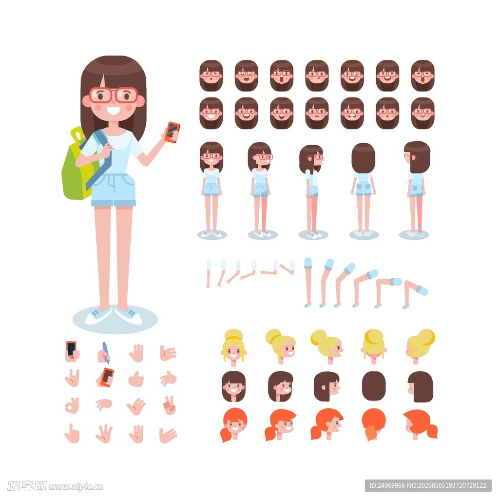 卡通女孩多样形象展示