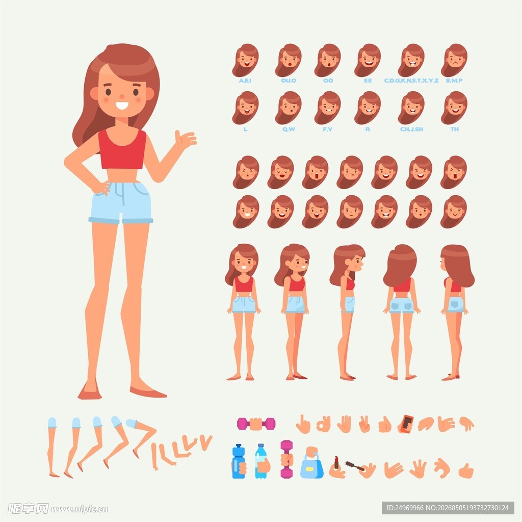 卡通女孩角色设计素材