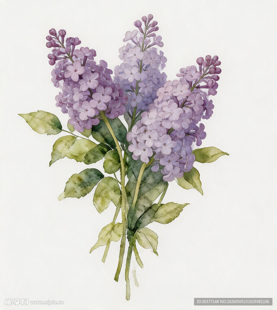 紫色丁香花插画