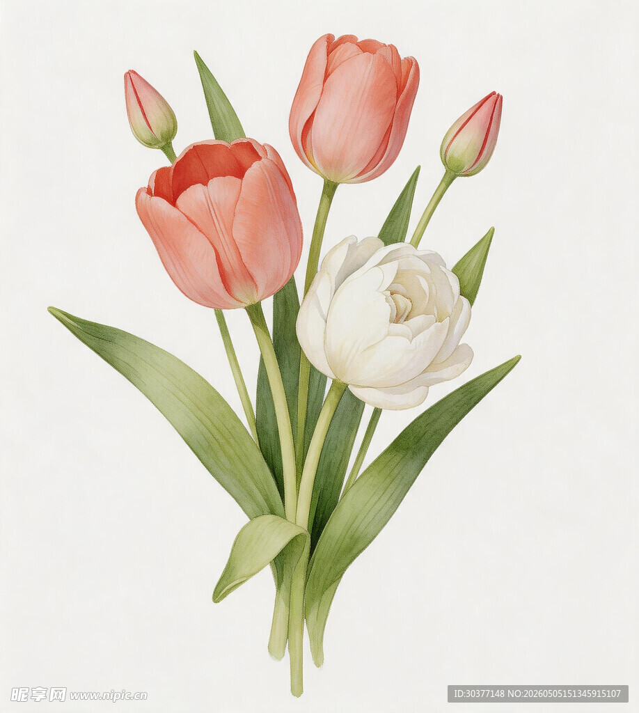 手绘郁金香花束