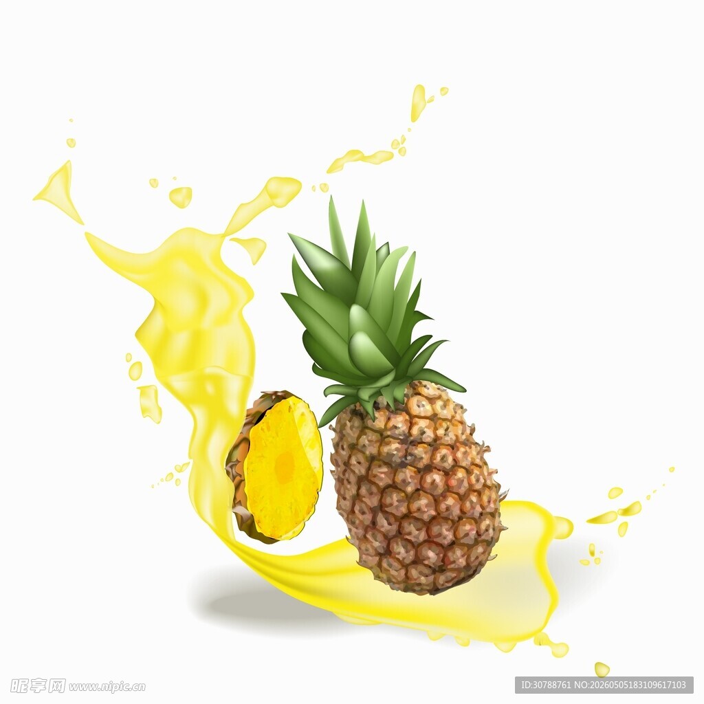 菠萝果汁素材