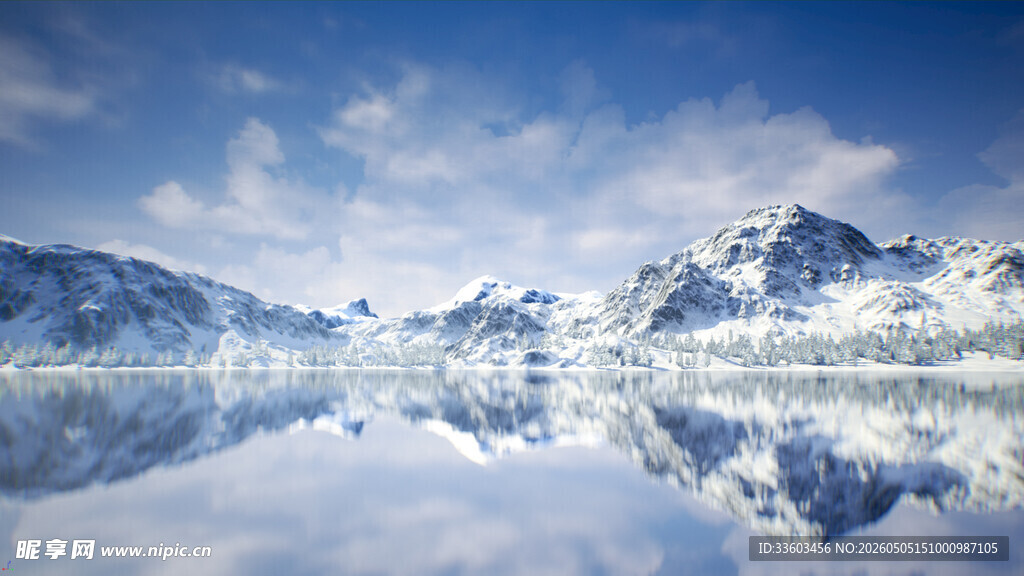 雪山倒影美景