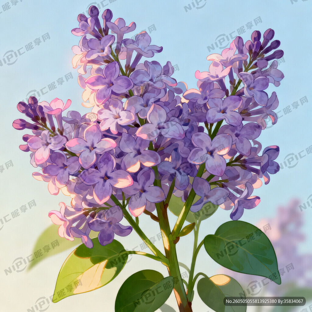 Lilac 丁香  数码插画