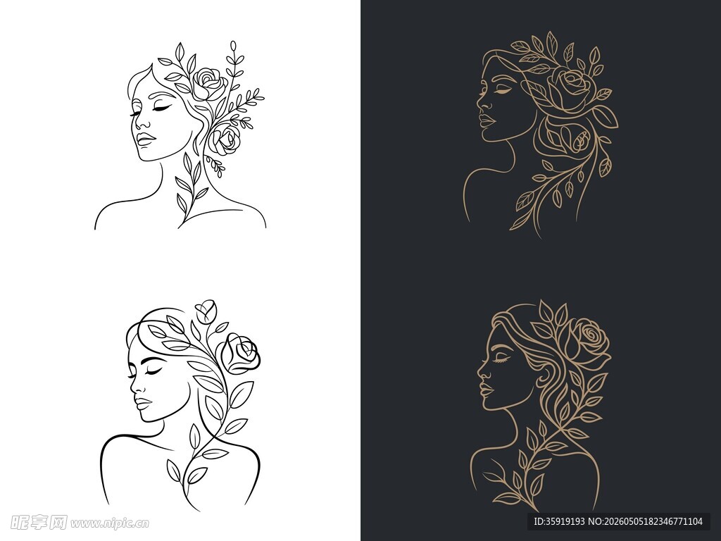 花女线条插画