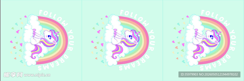 可爱彩虹独角兽插画元素