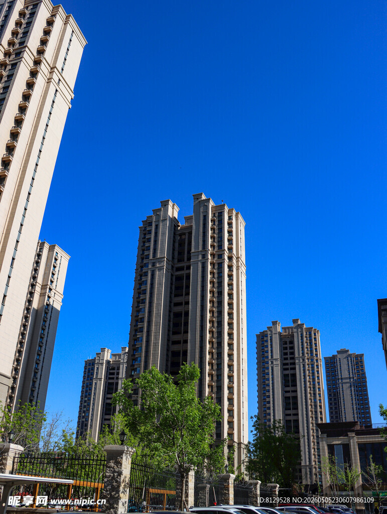 城市高楼林立的晴朗景象