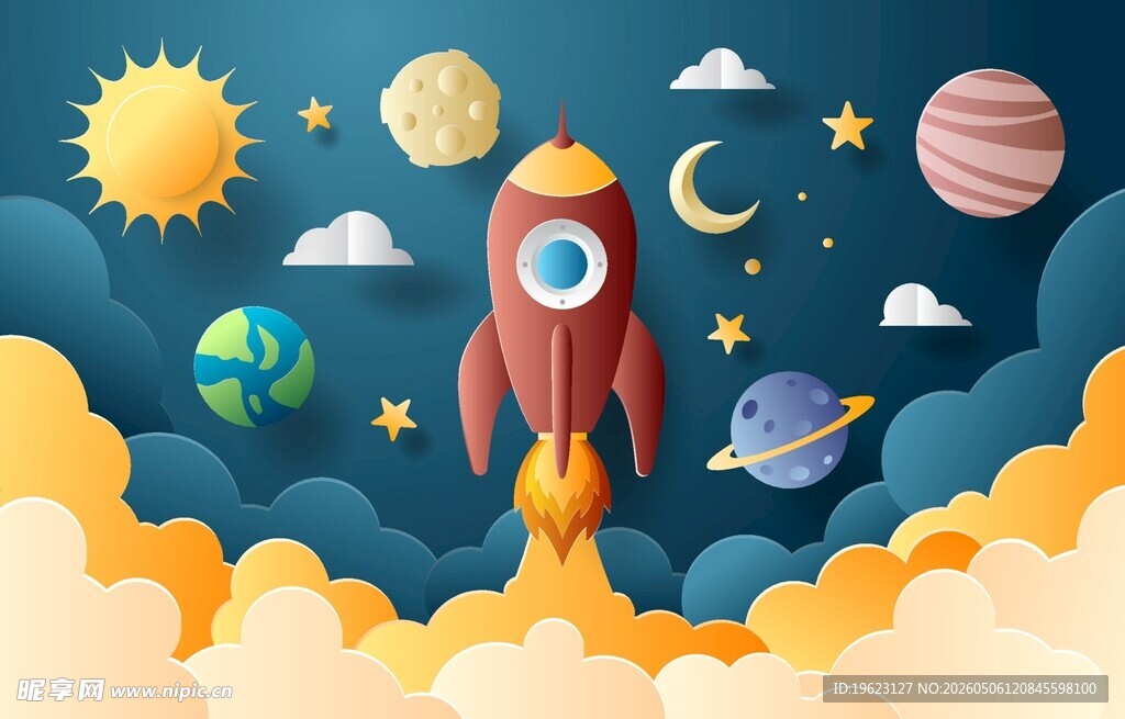 太空火箭插画