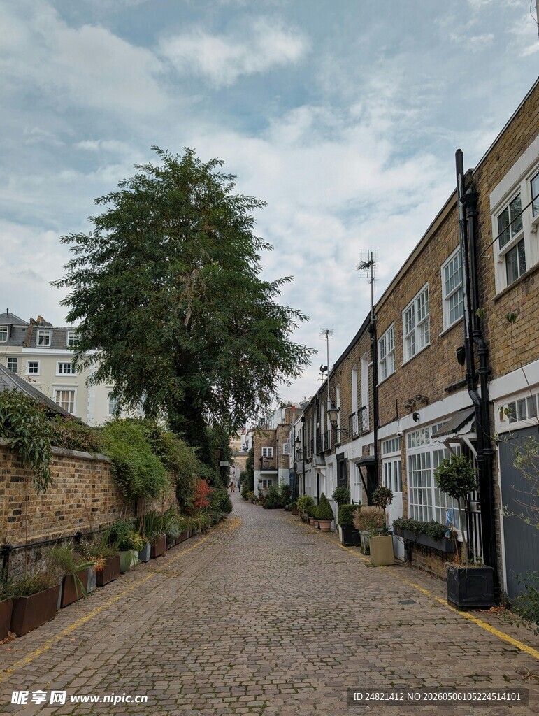 宁静的英式小巷街道景观