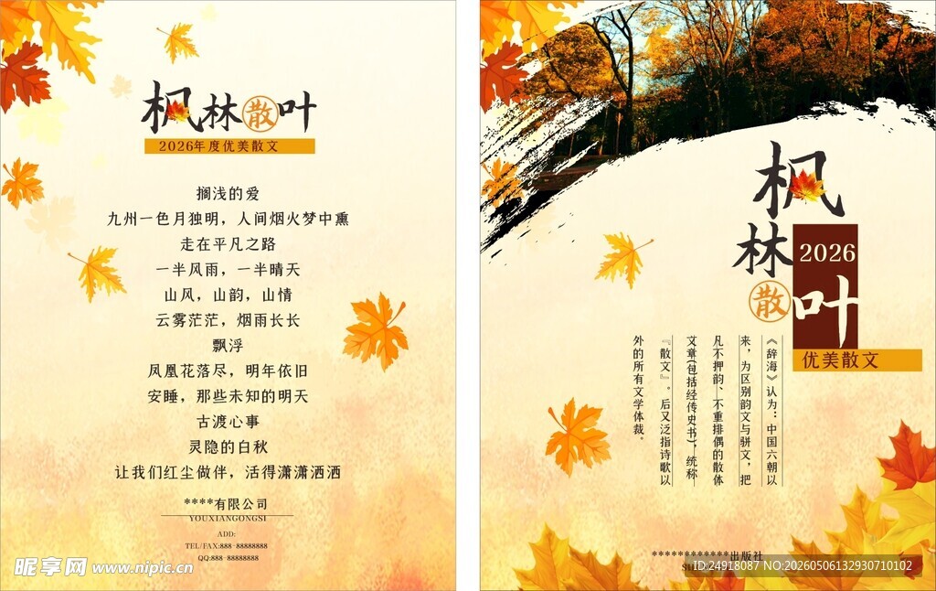 书籍封面封皮枫叶图案背景设计