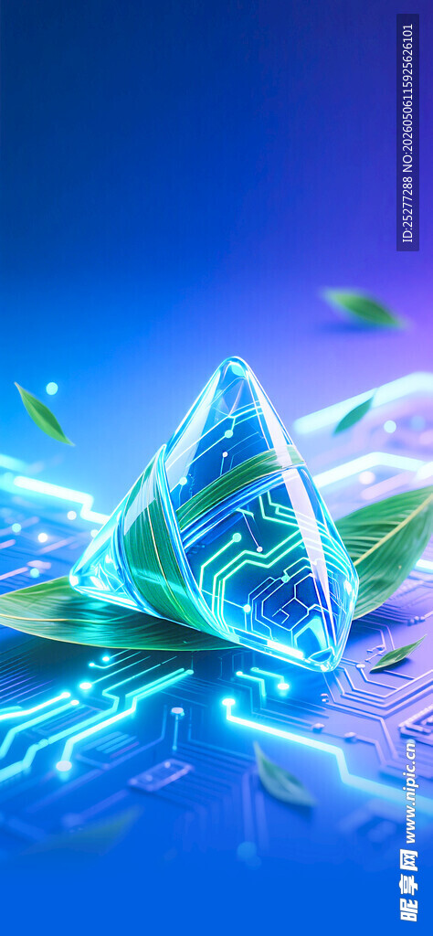 梦幻蓝绿科技感三角形元素