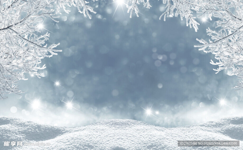 冬日雪景梦幻背景图
