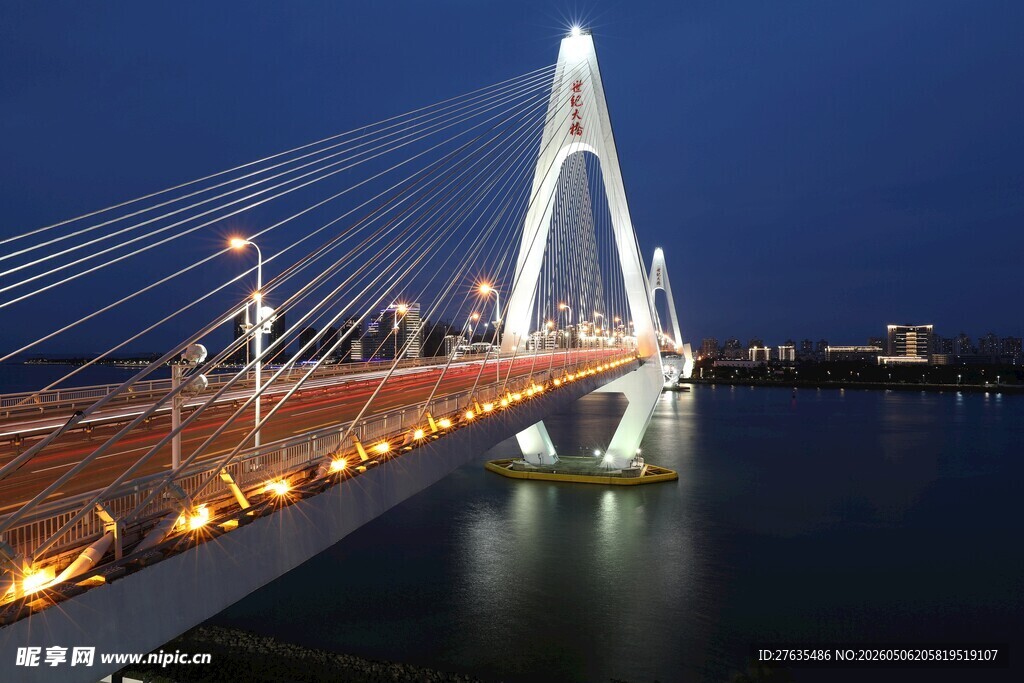 夜晚璀璨桥梁景观