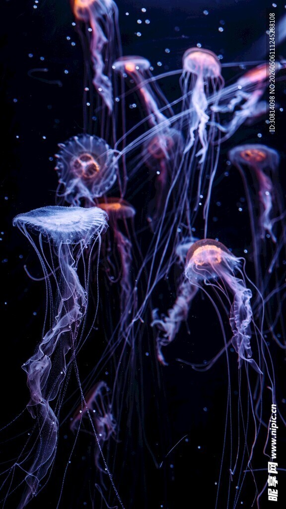 梦幻水母在水中飘逸