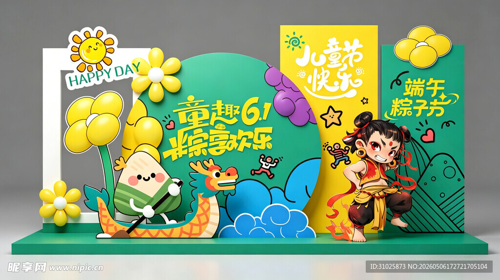 时尚潮流儿童节遇上端午节美陈