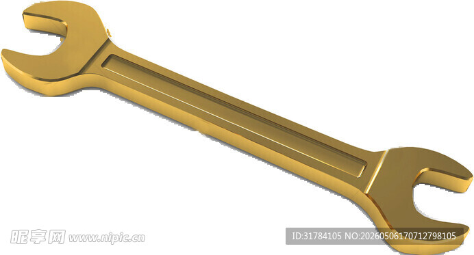金色扳手工具特写