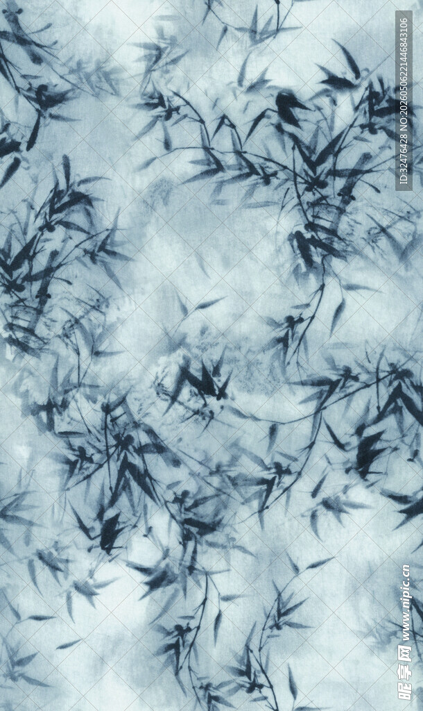 蓝白雪花枝图案纹理