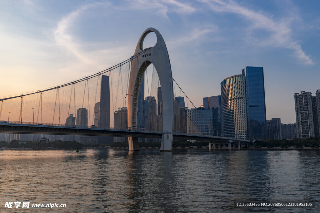 城市地标桥梁与天际线景观