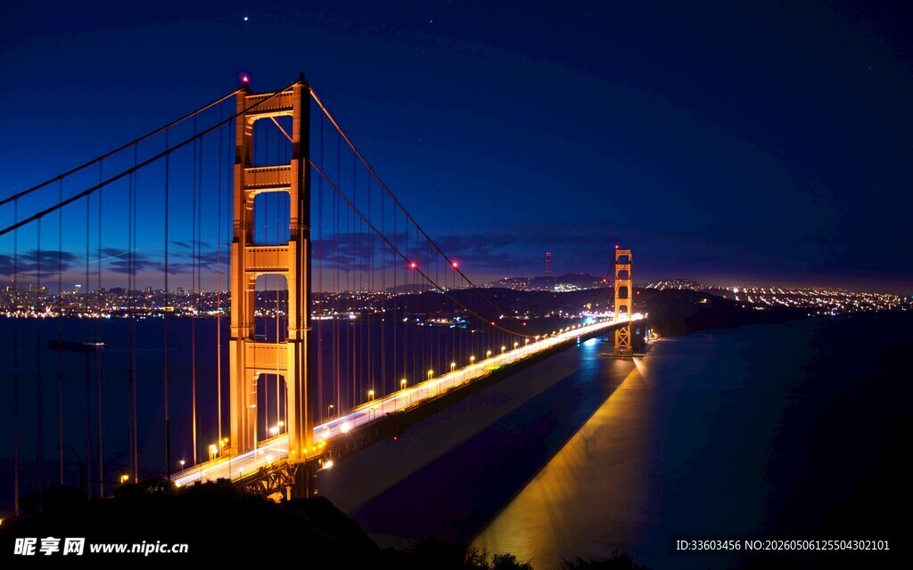 夜幕下的金门大桥美景