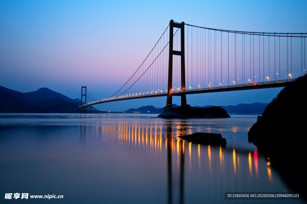 夜幕下的跨海大桥美景