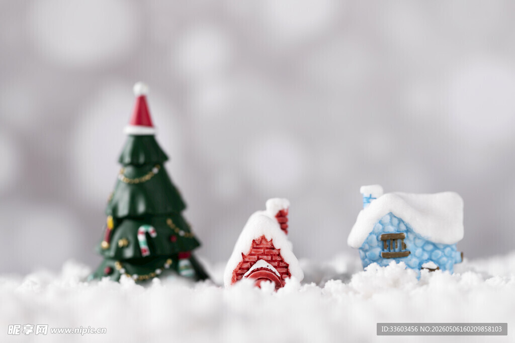 冬日雪景中的圣诞小景